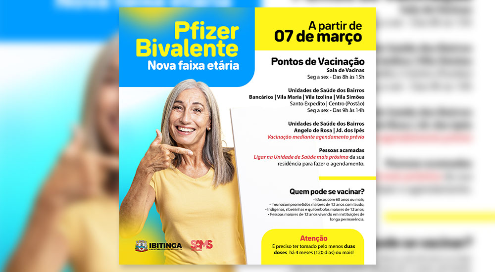 Início da nova fase de vacinação bivalente da Pfizer contra a Covid-19 para pessoas com 60 anos ou mais