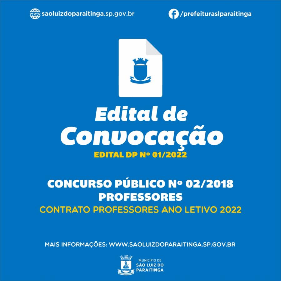 Edital DP nº. 01/2022 - Professores ano letivo 2022 - Contratos