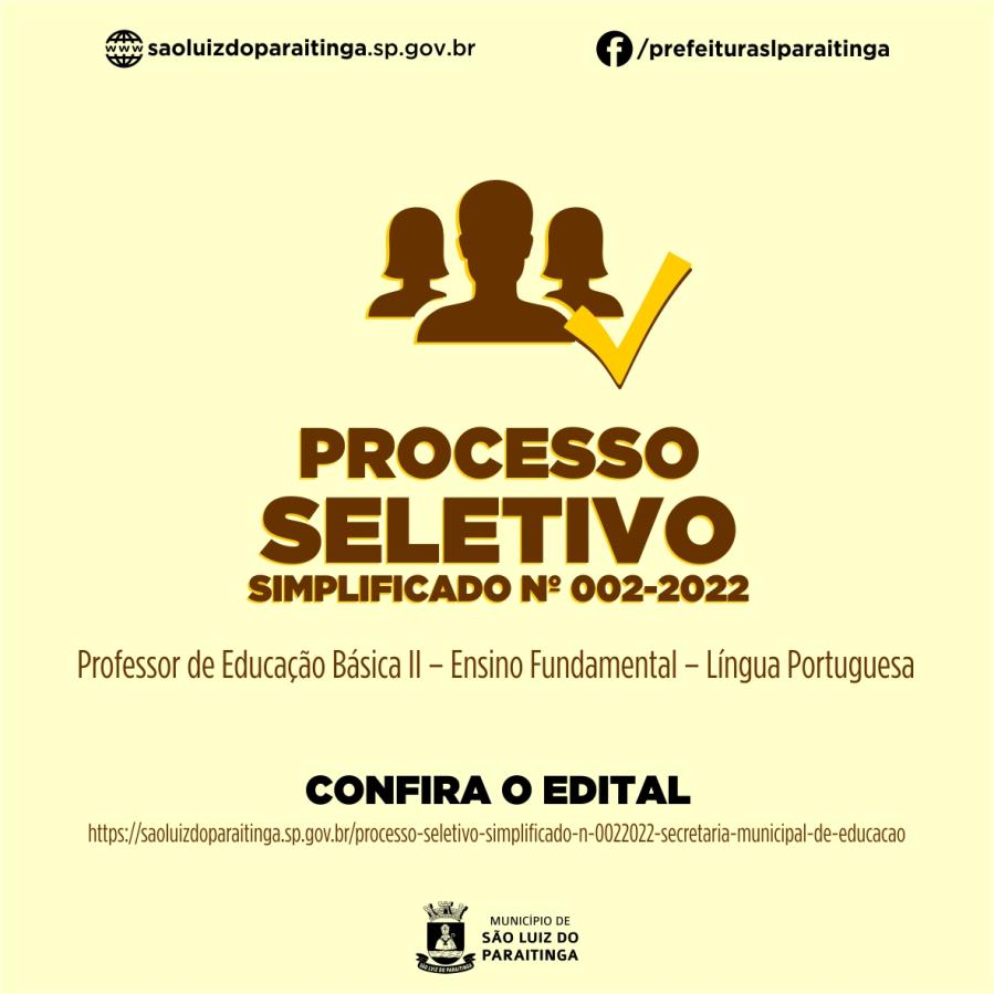 Processo Seletivo Simplificado nº 002/2022 - Secretaria Municipal de Educação