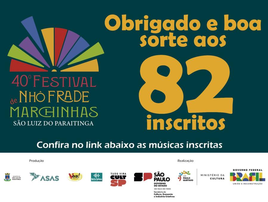 82 Músicas Inscritas no 40º Festival Nhô Frade de Marchinhas de São Luiz do Paraitinga