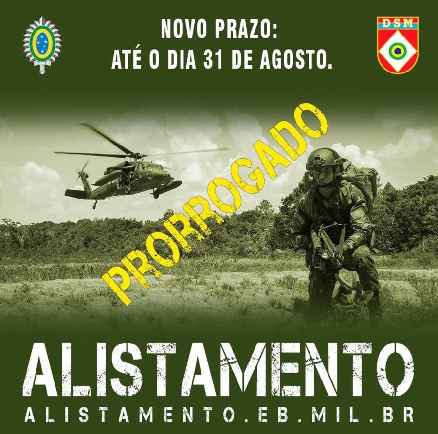 Prorrogado prazo para Alistamento Militar 2021