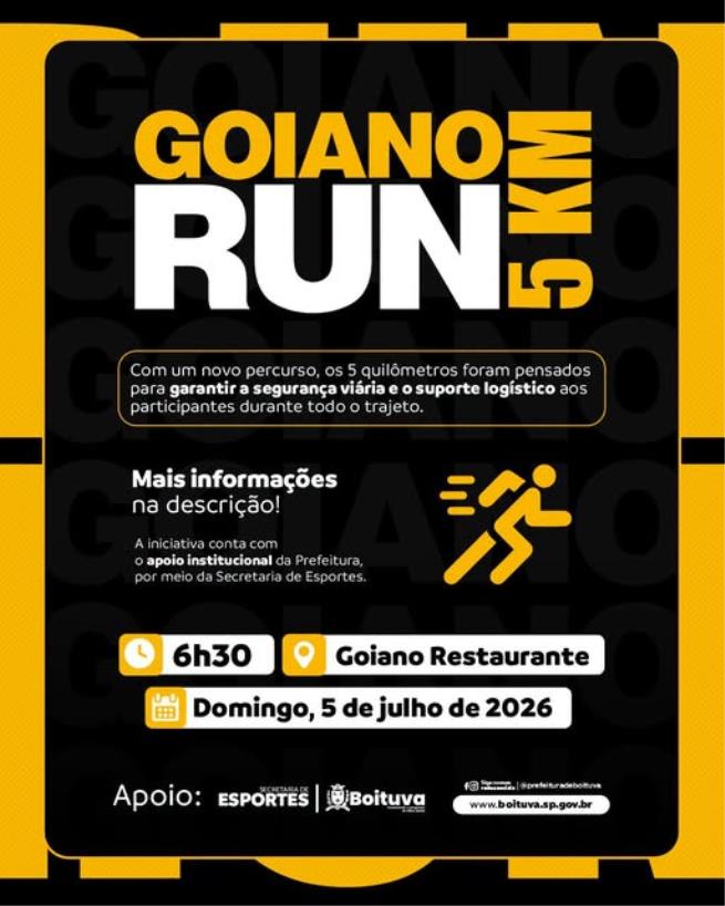 REALIZAÇÃO DA CORRIDA GOIANO RUN 5KM