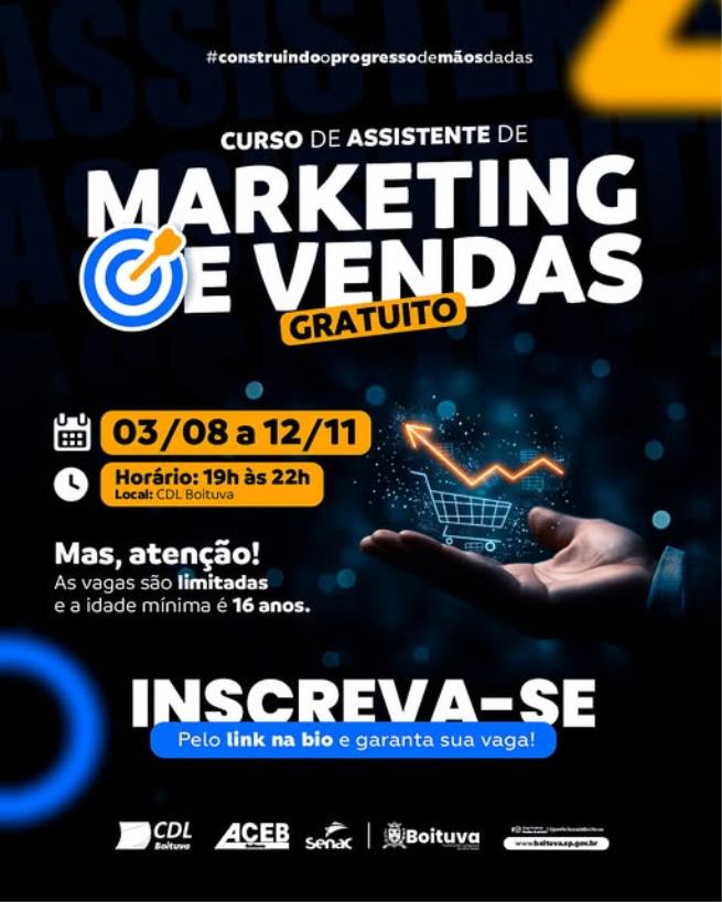 CURSO GRATUITO DE ASSISTENTE DE MARKETING E VENDAS