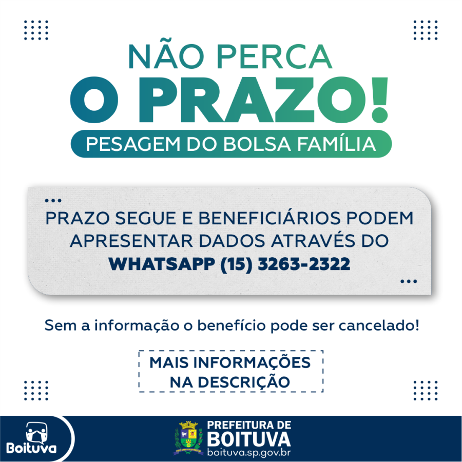 PESAGEM DO AUXÍLIO BRASIL | Sem a informação o benefício pode ser cancelado