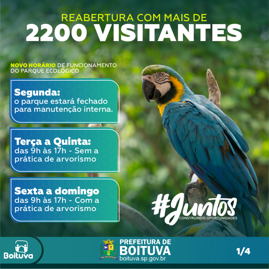 REABERTURA E NOVO HORÁRIO DE FUNCIONAMENTO DO PARQUE ECOLÓGICO