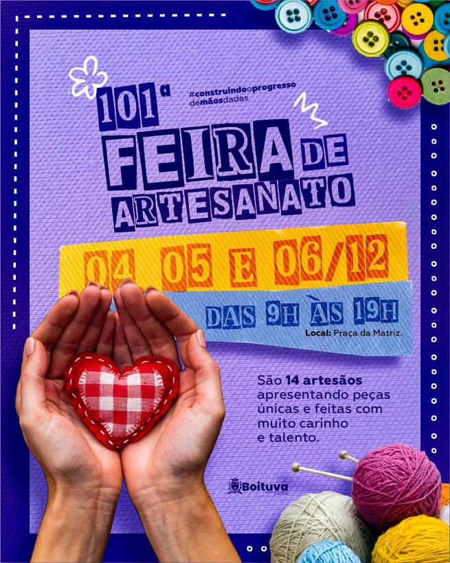 FEIRA DE ARTESANATO ACONTECE NA PRAÇA DA MATRIZ NESTE FINAL DE SEMANA. DIAS 04, 05 E 06.