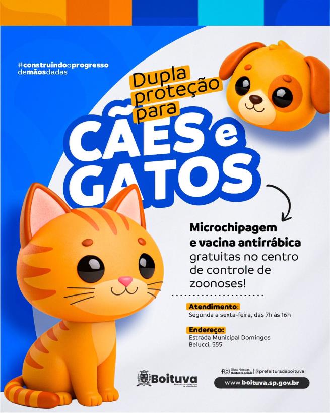 MICROCHIPAGEM E VACINA ANTIRRÁBICA GRATUITAS