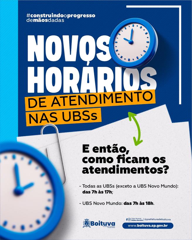 NOVOS HORÁRIOS DE ATENDIMENTO NAS UBSs