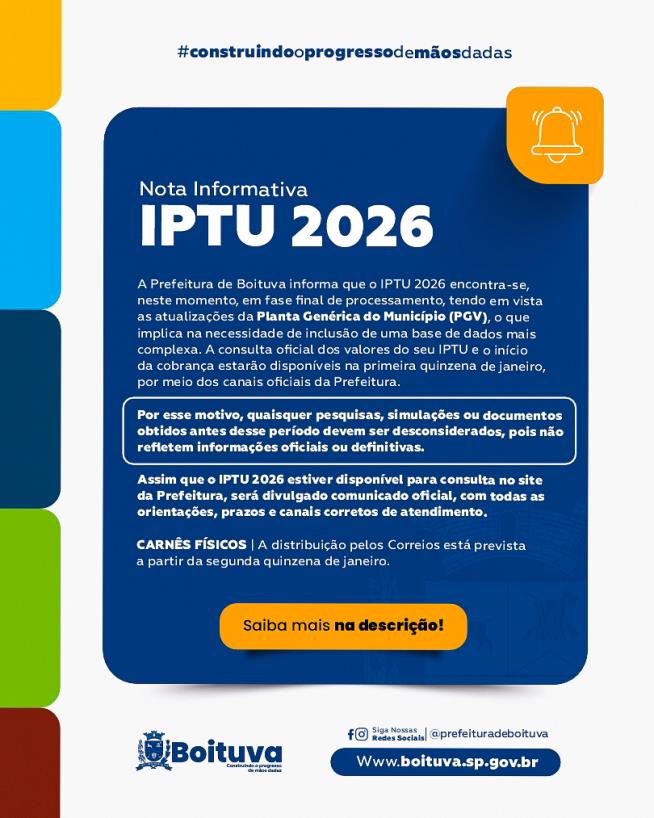 NOTA INFORMATIVA – IPTU 2026