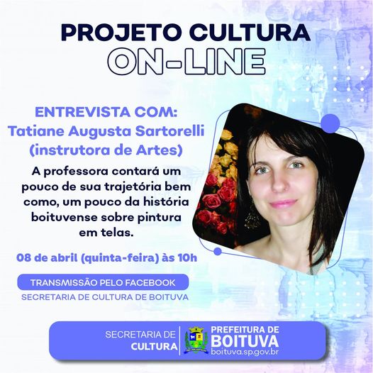 PROJETO CULTURA ON-LINE ENTREVISTA INSTRUTORA DE ARTES