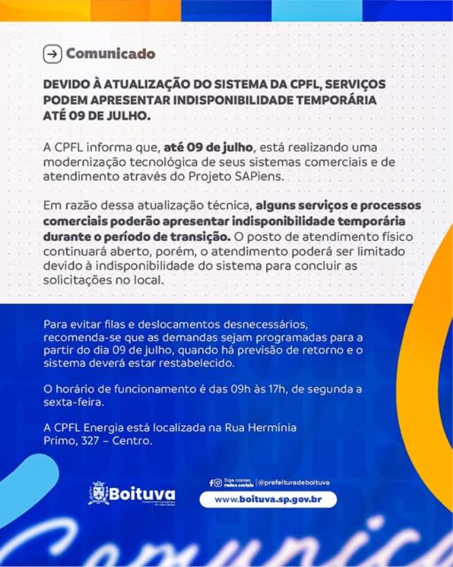 COMUNICADO IMPORTANTE CPFL