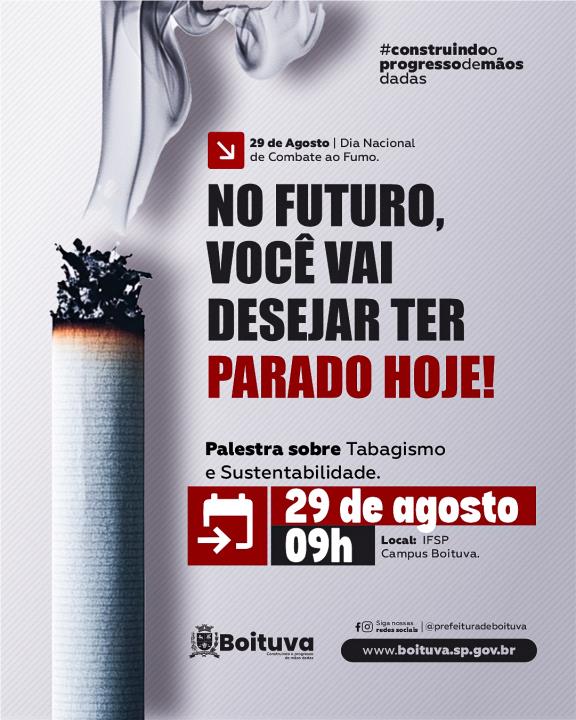 PALESTRA SOBRE TABAGISMO E SUSTENTABILIDADE ACONTECE NESTA SEXTA, 29 DE AGOSTO