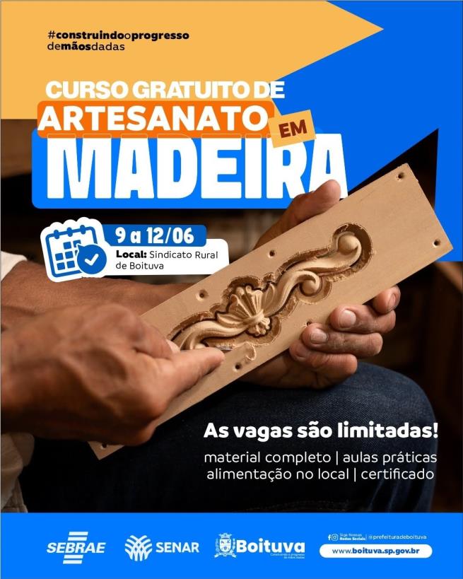 CURSO GRATUITO DE ARTESANATO EM MADEIRA