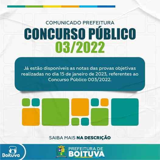 NOTAS DA PROVA DO CONCURSO 003/2023 - Prefeitura De Boituva