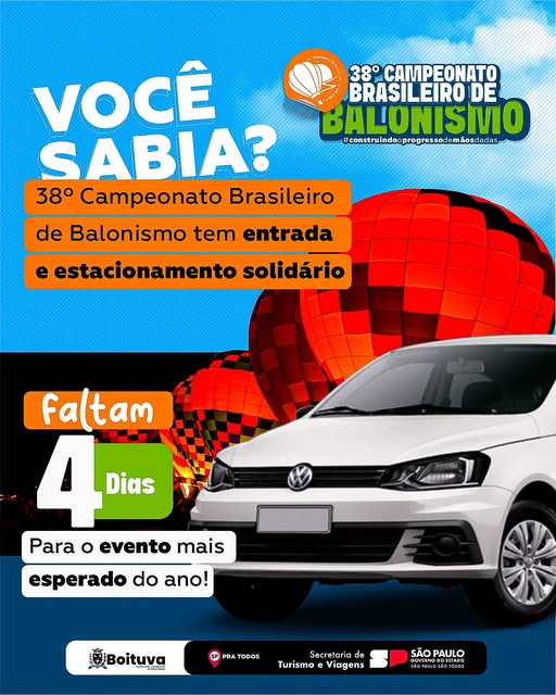 38º CAMPEONATO BRASILEIRO DE BALONISMO TEM ENTRADA E ESTACIONAMENTO SOLIDÁRIO