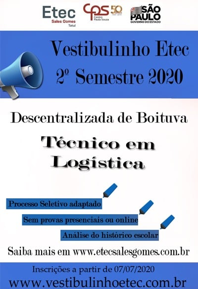 Estão abertas as inscrições para o Vestibulinho das Etecs