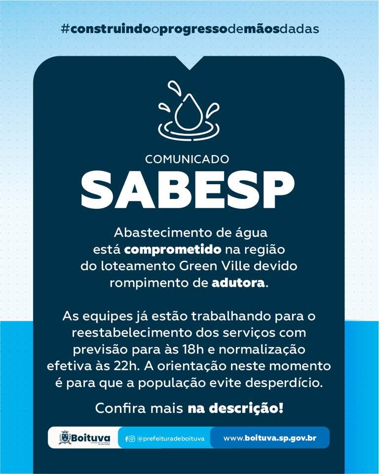 COMUNICADO ABASTECIMENTO DE ÁGUA