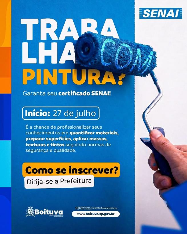 TRABALHA COM PINTURA? GARANTA SEU CERTIFICADO SENAI!