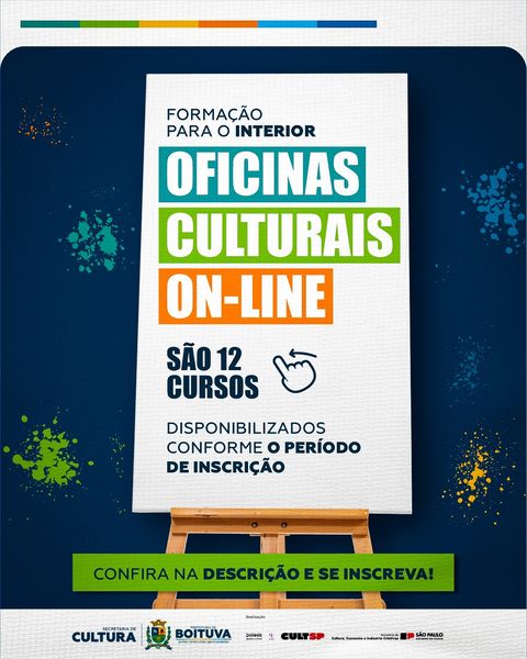 PROGRAMAÇÃO DE OUTUBRO: inscrições abertas para oficinas culturais gratuitas  e online – Prefeitura Municipal da Estância de Socorro