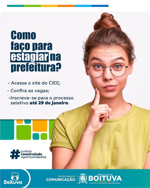 NÃO PERCA ESSA OPORTUNIDADE | INSCRIÇÕES PARA ESTAGIAR NA PREFEITURA DE ...