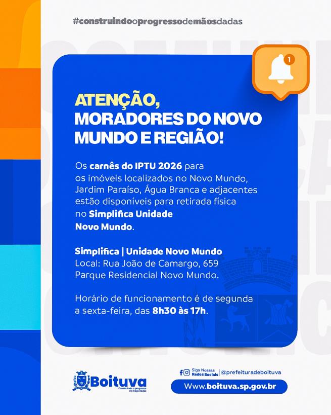 ATENÇÃO, MORADORES DO NOVO MUNDO E REGIÃO!