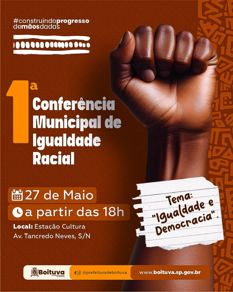 Boituva convoca 1ª Conferência Municipal de Promoção da Igualdade Racial