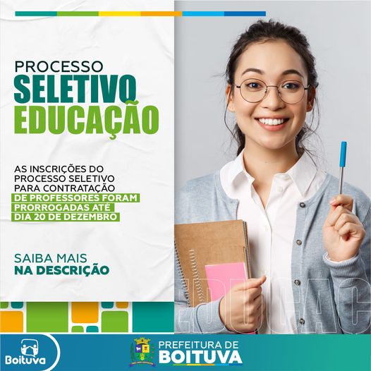 Prorrogadas InscriÇÕes De Todos Os Cargos Do Processo Seletivo Da EducaÇÃo Prefeitura De Boituva 0140