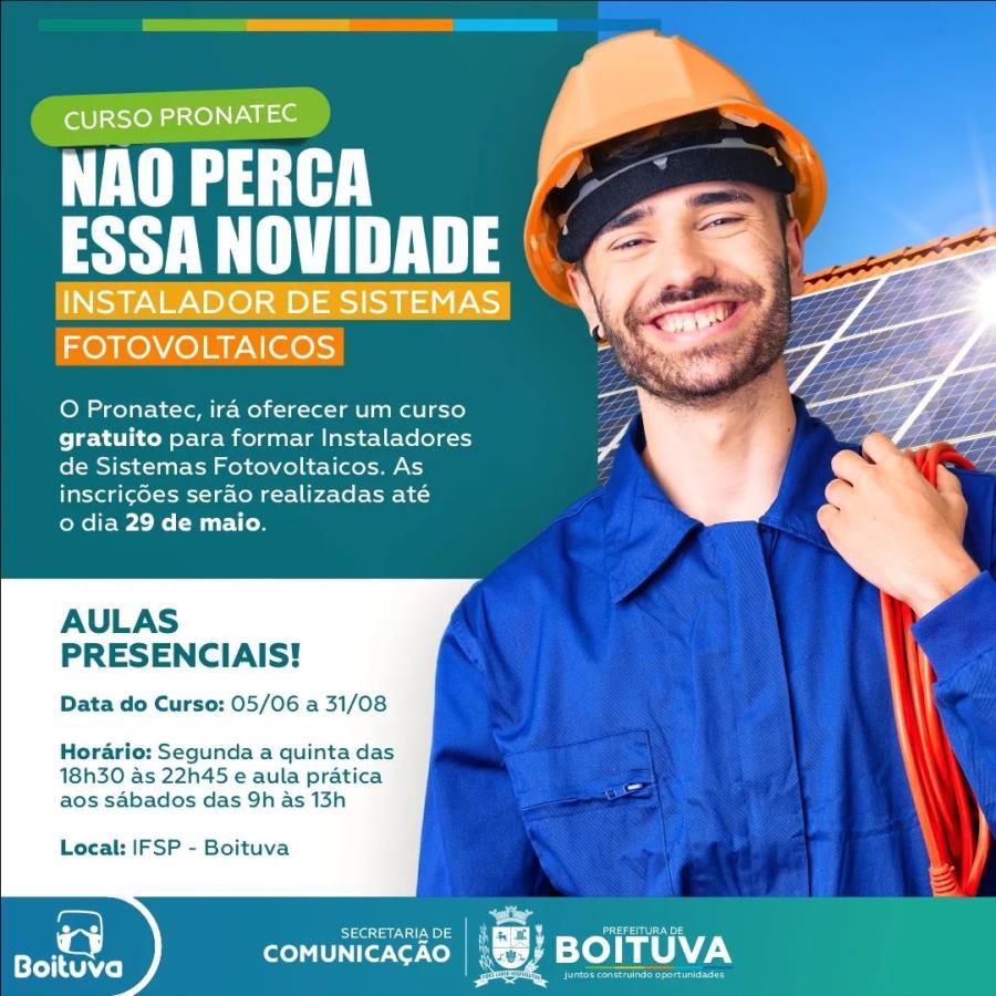 Curso Pronatec Instalador De Sistemas Fotovoltaico Prefeitura De Boituva 4065