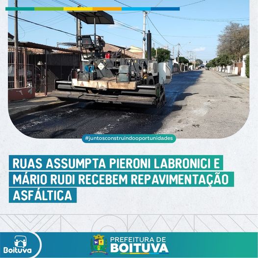 RECUPERAÇÃO DE VIAS | RUAS ASSUMPTA PIERONI LABRONICI E MÁRIO RUDI RECEBEM REPAVIMENTAÇÃO ASFÁLTICA