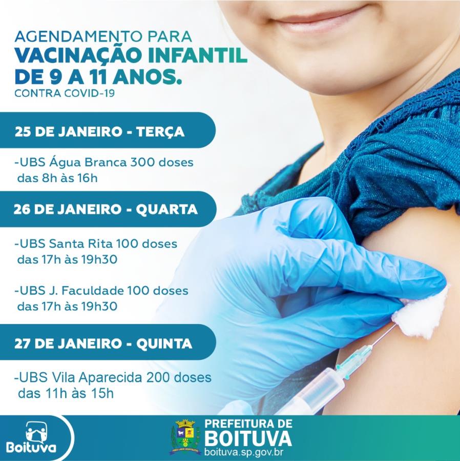 SAÚDE ABRE CADASTRO PARA AGENDAMENTO DA VACINA CONTRA COVID-19 PARA O PÚBLICO INFANTIL