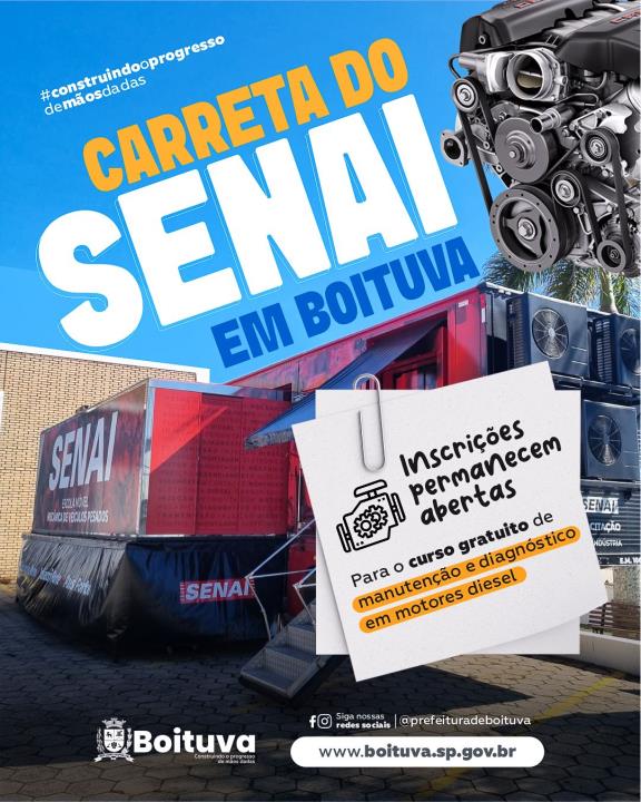CARRETA SENAI EM BOITUVA: INSCRIÇÕES PERMANECEM ABERTAS