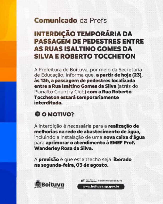 COMUNICADO INTERDIÇÃO