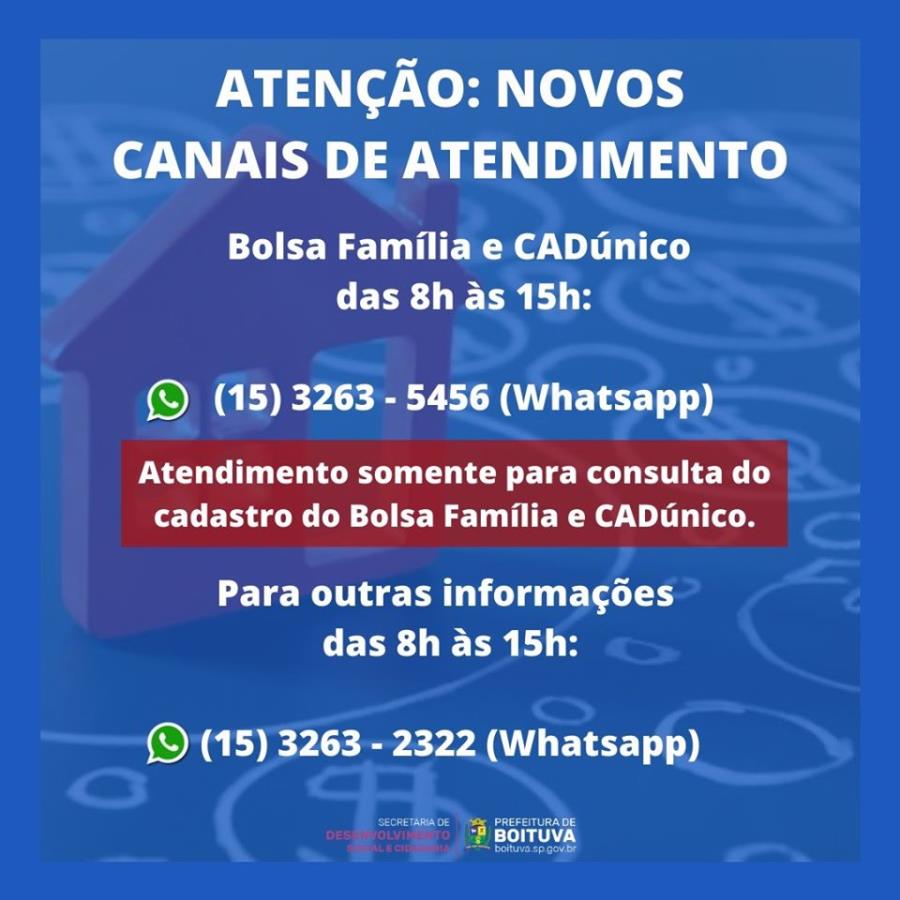 A Secretaria de Desenvolvimento Social e Cidadania comunica que, em razão do decreto municipal que suspende o atendimento presencial nos órgãos públicos até 14 de julho de 2020, o Cadastro Único e Bolsa Família passam a atender de forma online.