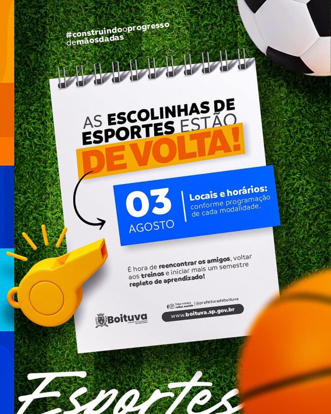 AS ESCOLINHAS DE ESPORTES ESTÃO DE VOLTA!