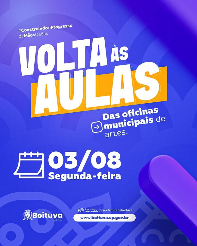 OFICINAS MUNICIPAIS DE ARTES RETOMAM ATIVIDADES A PARTIR DE 3 DE AGOSTO