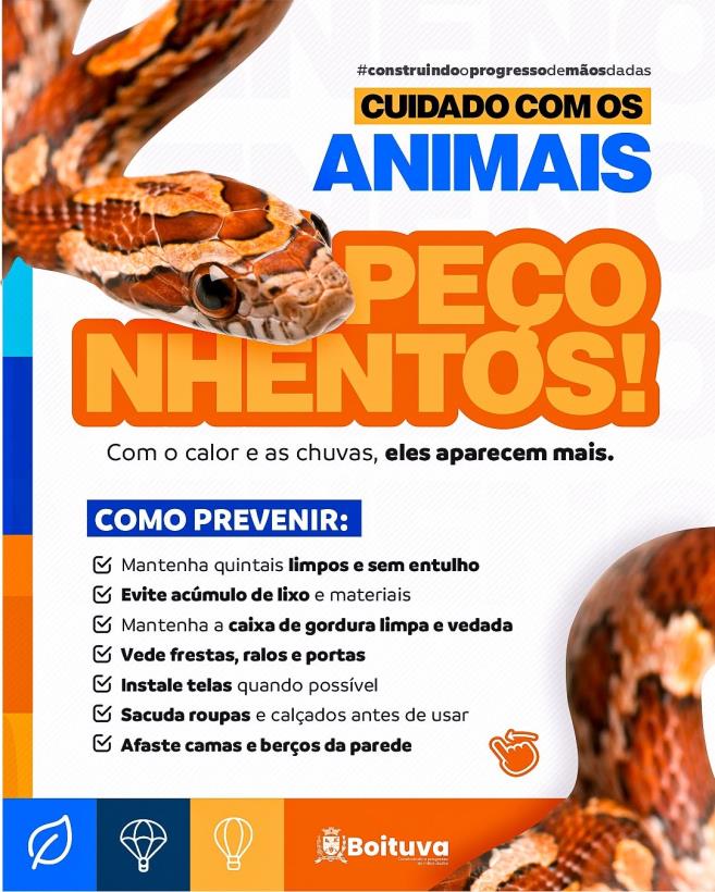 PREVENIR É O MELHOR REMÉDIO CONTRA ANIMAIS PEÇONHENTOS!