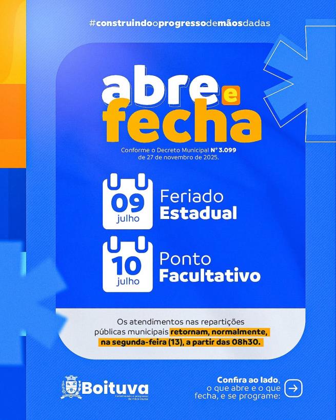 FUNCIONAMENTO DOS SERVIÇOS PÚBLICOS NO FERIADO