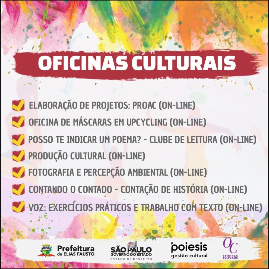 Secretaria da Cultura oferece oficinas online em parceria com o Governo de São Paulo