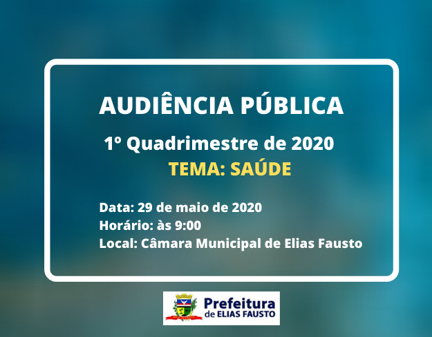 Secretaria Municipal da Saúde convida à população para participar da Audiência Pública da Saúde