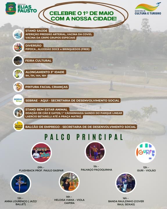 Elias Fausto prepara programação especial para celebrar o Dia do Trabalhador