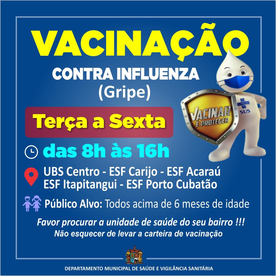 Calendário de Vacinação contra INFLUENZA (Gripe)