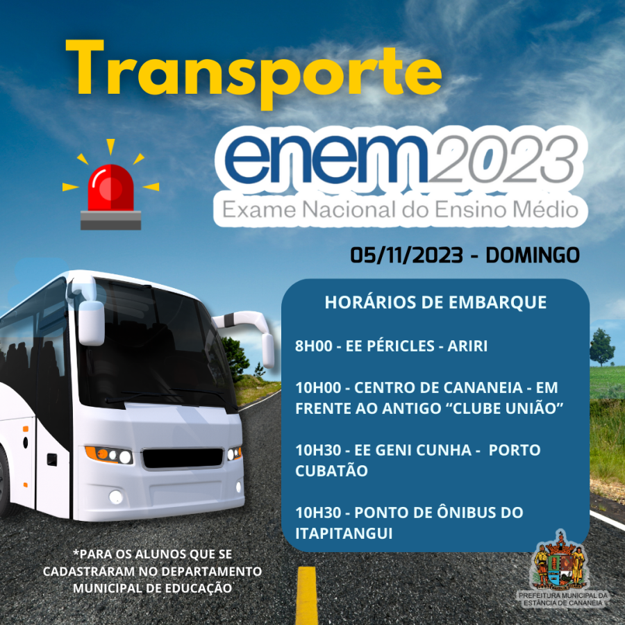 COMUNICADO - TRANSPORTE PARA PROVA DO ENEM 2023