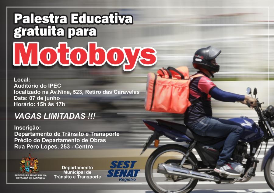 Palestra Educativa para Motoboys será ministrada em Cananéia