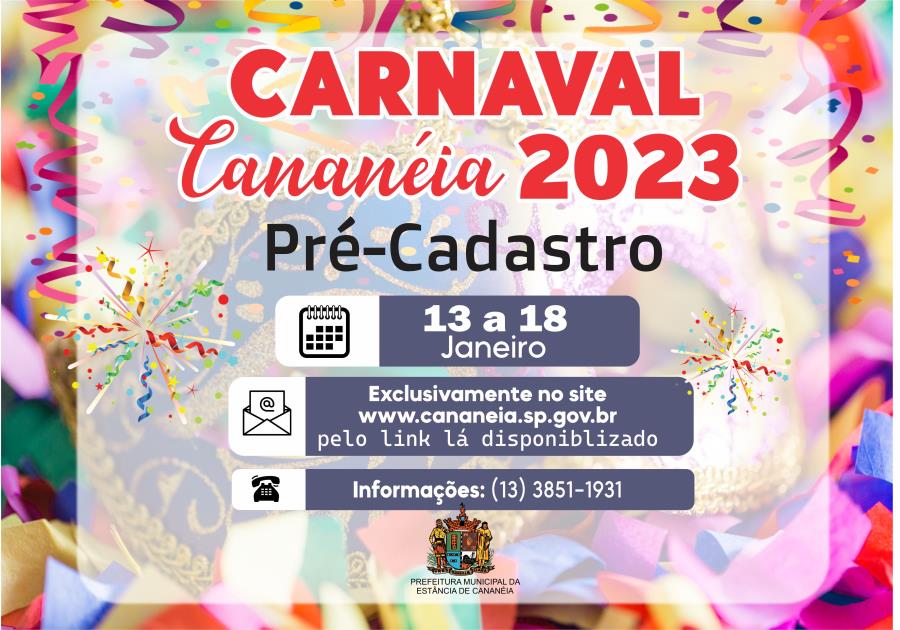 Pré-cadastro Carnaval Cananéia 2023