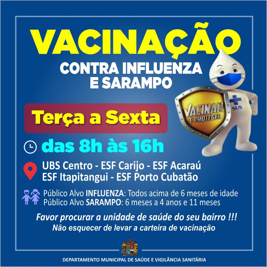 Calendário de Vacinação contra INFLUENZA e SARAMPO