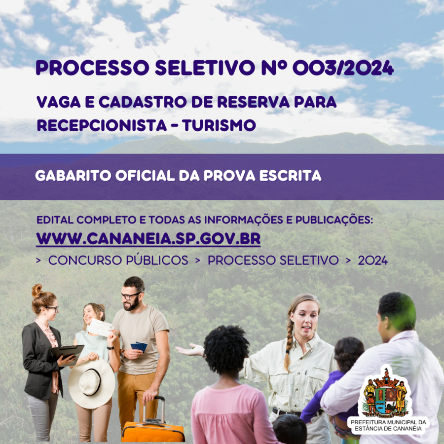 TURISMO - Gabarito Oficial do Processo Seletivo N.003/2024.
