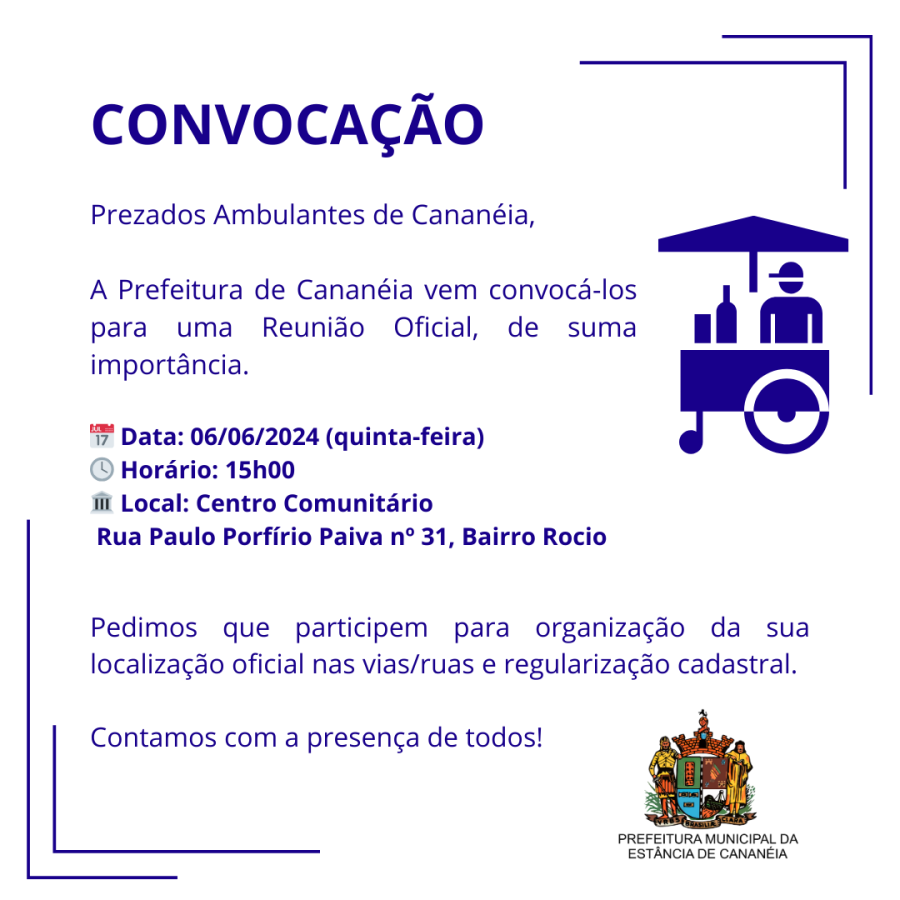 REUNIÃO OFICIAL - AMBULANTES DE CANANÉIA