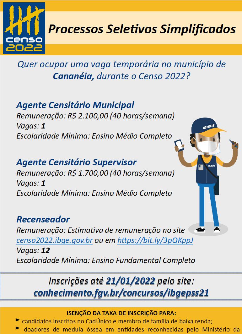 IBGE CENSO 2022 - Prefeitura de Cananéia