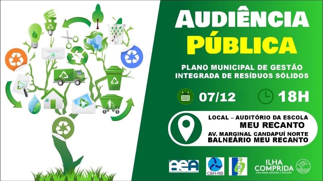 Município realiza nesta quarta 07/12 Audiência Pública com o tema "Plano Municipal de Gestão Integrada de Resíduos Sólidos"