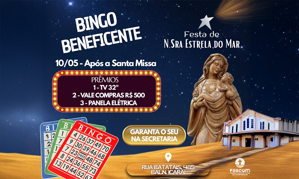 A nossa Festa Social Paroquial será neste sábado, dia 10/05, logo após a Santa Missa das 19h.